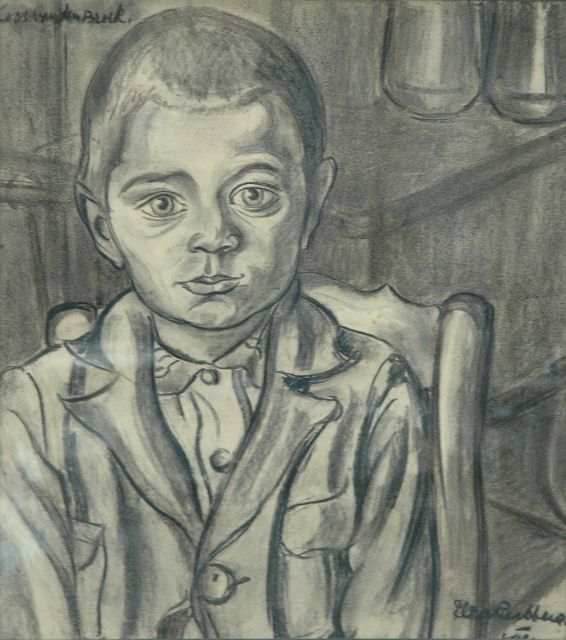 Rubbens E.B.M.  | Portret van Koos van den Broek, houtskool op papier 57,0 x 50,0 cm, gesigneerd r.o. en gedateerd 1931
