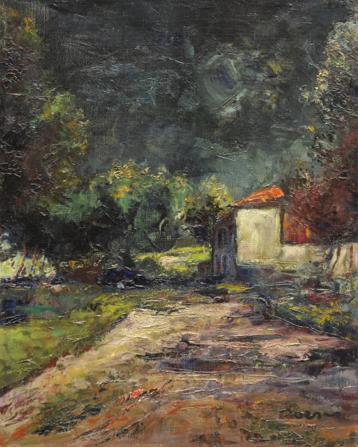 Doeser J.J.  | Bosweg met huis, olieverf op doek 50,4 x 40,4 cm, gesigneerd r.o.