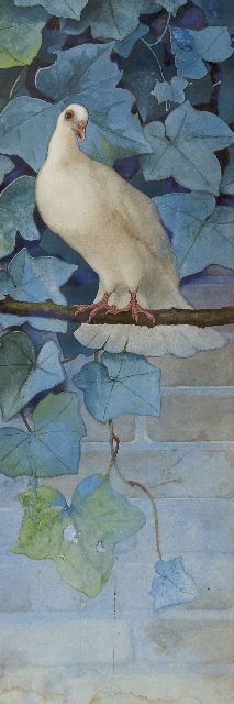 Beb Reith | Duif (De dag) (samen met inv.nr. 11988), aquarel op papier, 66,0 x 23,0 cm, gesigneerd verso op achtertikkarton