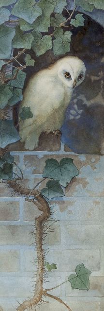 Beb Reith | Uil (De nacht) (samen met inv.nr. 11987), aquarel op papier, 66,0 x 23,0 cm, gesigneerd l.o. met monogram en verso op achtertikkarton