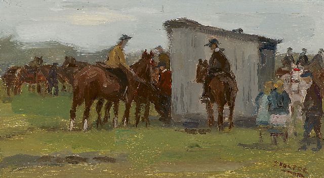 Cor Noltee | Concours hippique in de Windhondpolder, Dordrecht, olieverf op board, 12,8 x 23,0 cm, gesigneerd r.o.