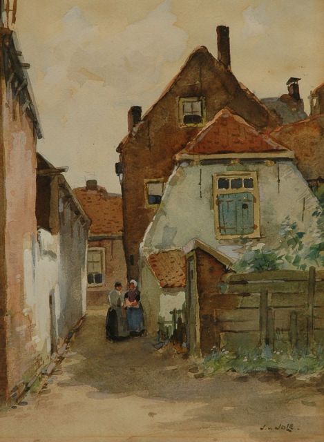 Joseph Gerardus van Jole | Straatje in Leidschendam, aquarel op papier, 35,7 x 25,7 cm, gesigneerd r.o.