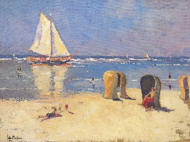 Johan Meijer | Strand, olieverf op doek, 60,5 x 80,6 cm, gesigneerd l.o.