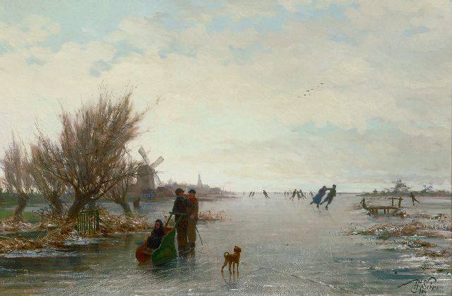 Henri van Seben | Hollands ijsvermaak, olieverf op doek, 46,6 x 70,2 cm, gesigneerd r.o.