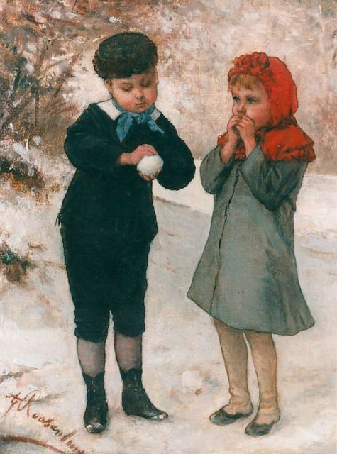 Albert Roosenboom | Sneeuwpret, olieverf op doek, 24,5 x 19,2 cm, gesigneerd l.o.