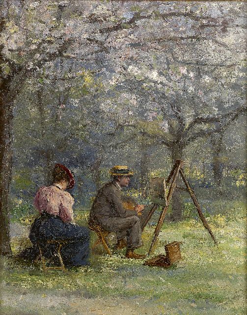Louis van Engelen | De landschapschilder, olieverf op paneel, 24,5 x 19,7 cm, gesigneerd r.o.