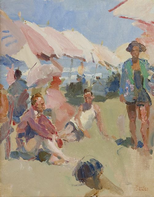 Isaac Israels | Op het strand van Viareggio, olieverf op doek, 50,2 x 40,0 cm, gesigneerd r.o. en te dateren ca. 1920