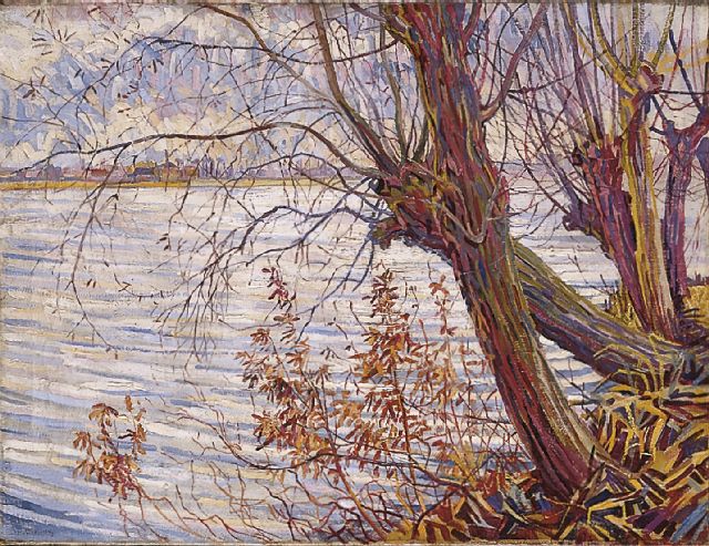 Herman Bieling | De Voorplas in Hillegersberg, olieverf op jute, 67,3 x 88,7 cm, gesigneerd l.o. en te dateren 1923