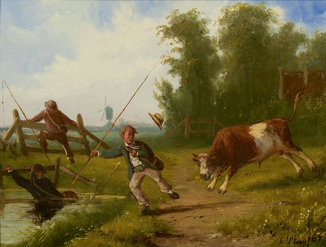 Louwerencius Plas | Voor plezier uit vissen, olieverf op paneel, 20,4 x 26,6 cm, gesigneerd r.o. en gedateerd '87
