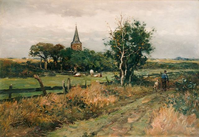 Willem Rip | Oude toren te Vierlingsbeek, olieverf op doek, 48,5 x 71,5 cm, gesigneerd l.o.