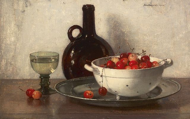 Jan Bogaerts | Stilleven met kersen, olieverf op doek, 32,0 x 50,0 cm, gesigneerd r.b. en gedateerd 1931