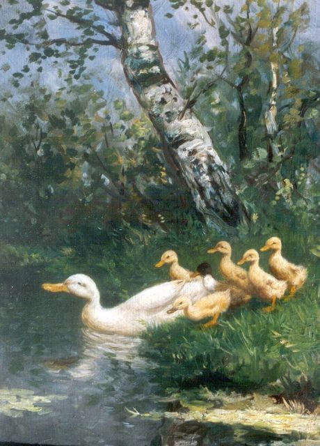 Constant Artz | Achter moeder aan, olieverf op paneel, 24,1 x 17,8 cm, gesigneerd r.o.