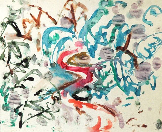 Jan Jordens | Compositie, aquarel op papier, 21,0 x 24,5 cm, gesigneerd l.o. en te dateren 1955