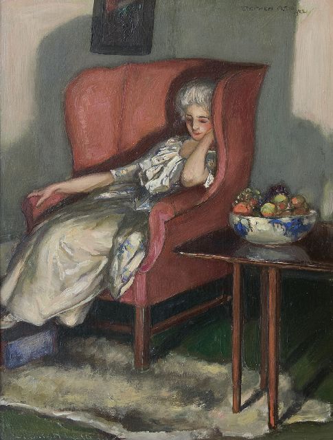 Stephen Reid | Aan het eind van de dag, olieverf op schildersboard, 26,2 x 20,0 cm, gesigneerd l.o. en r.b. en gedateerd 1922