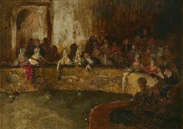 George Sheringham | De toehoorders, olieverf op paneel, 23,7 x 33,0 cm, gesigneerd verso