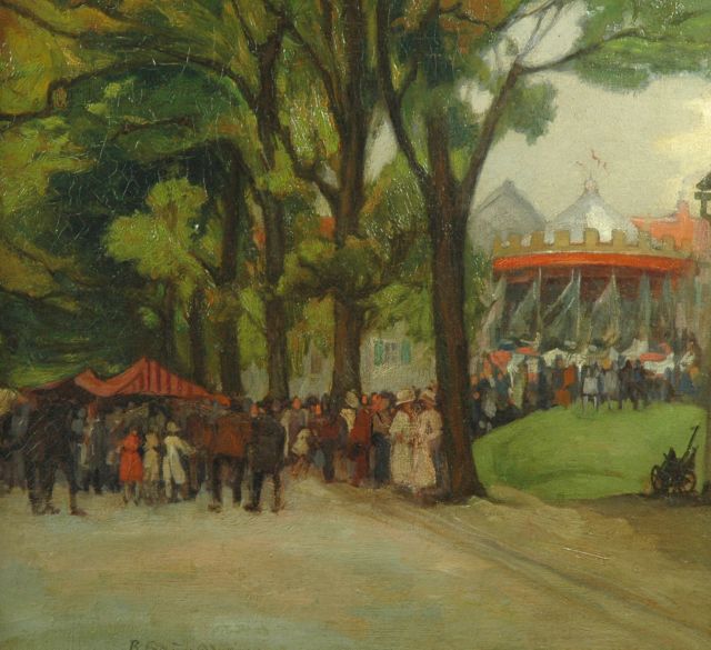 Bernhard Gauer | Kermis in de Hofgarten, Düsseldorf, olieverf op doek, 43,4 x 48,4 cm, gesigneerd l.v.h.m. en 'Dd 1922'