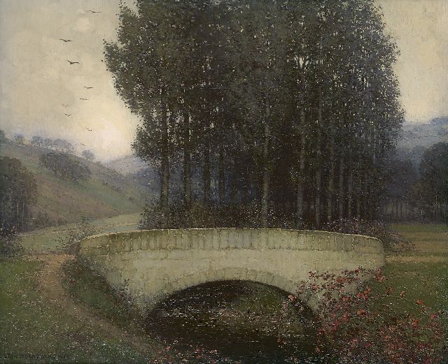 Jan Bogaerts | Brug in het Geuldal, olieverf op doek, 38,1 x 46,0 cm, gesigneerd l.o. en gedateerd 1912
