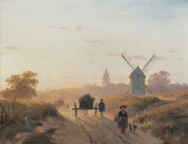 Andreas Schelfhout | Avondstemming, olieverf op paneel, 21,3 x 27,8 cm, gesigneerd l.o. en te dateren begin jaren '40