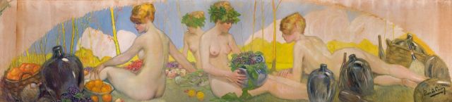 Pauw R. de | Allegorie van de herfst, olieverf op doek 101,0 x 455,0 cm, gesigneerd r.o.