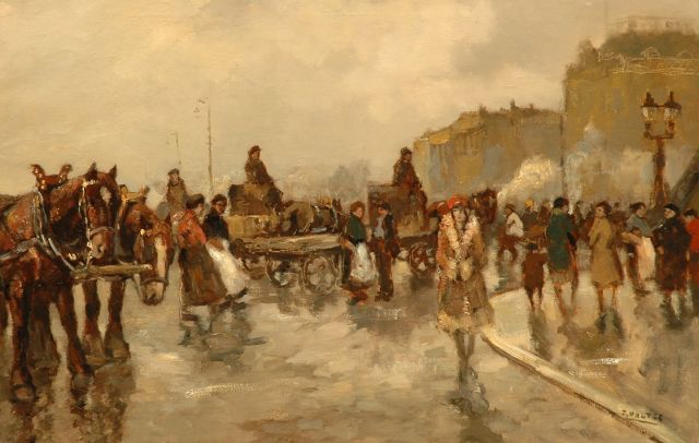 Cor Noltee | Drukke dag op een Parijse boulevard, olieverf op doek, 60,1 x 90,3 cm, gesigneerd r.o.