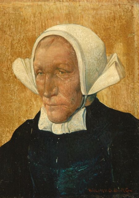Willem van den Berg | Gelderse boerin, olieverf op paneel, 17,4 x 12,3 cm, gesigneerd r.o.