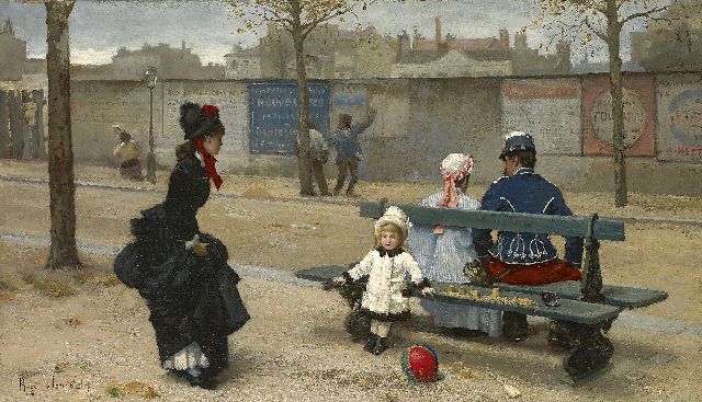 Jourdain R.J.  | Het spelletje voetbal, olieverf op doek 35,5 x 61,5 cm, gesigneerd l.o.