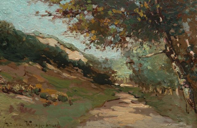 Willem Weissenbruch | Laantje te Bussum, olieverf op paneel, 11,4 x 17,2 cm, gesigneerd l.o.