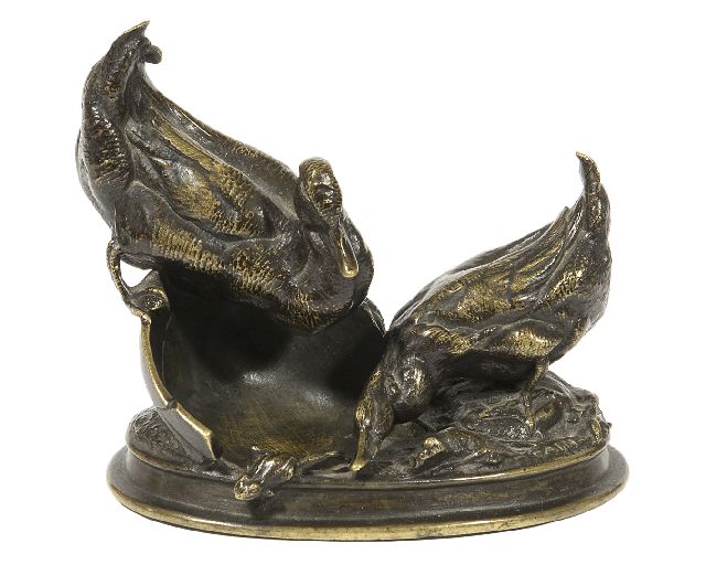 Cain A.N.  | Eendenpaar met hun kroost, brons 9,9 x 11,0 cm