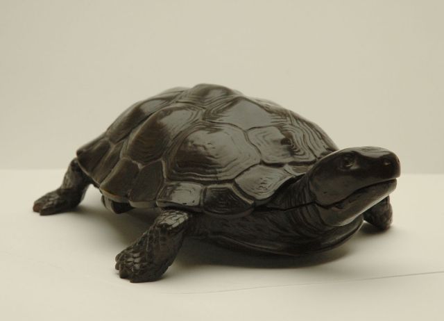 Franse School | Schildpad (inktpot), brons, 8,5 x 16,0 cm