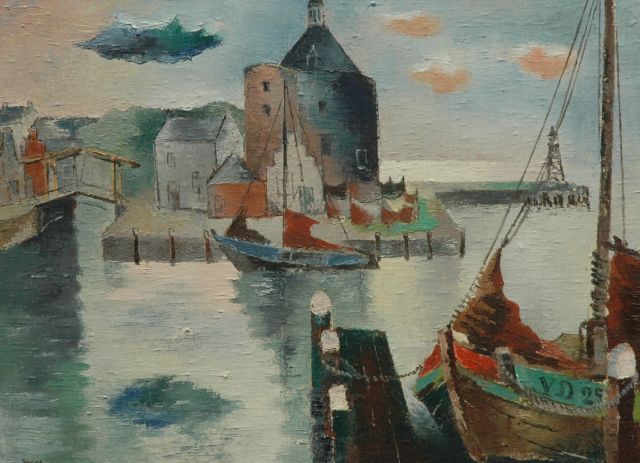 Wim Bosma | De haven van Enkhuizen, olieverf op doek, 44,9 x 60,3 cm, gesigneerd l.o.