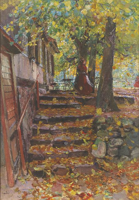 Ludwig Julius Christian Dettman | Op weg naar school, gouache op papier op doek, 86,0 x 60,8 cm, gesigneerd l.o. en gedateerd '96