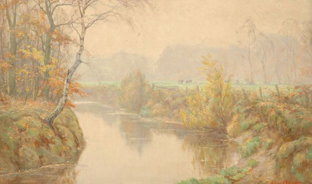 Johan Meijer | Herfstmorgen aan de beek, olieverf op doek, 60,4 x 100,6 cm, gesigneerd r.o.
