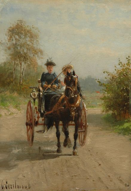 Otto Eerelman | Uit rijden op een zomerse dag, olieverf op paneel, 27,0 x 18,8 cm, gesigneerd l.o.