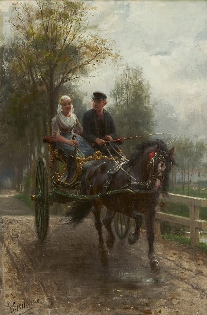 Otto Eerelman | Zondags uitje, olieverf op doek, 47,0 x 31,2 cm, gesigneerd l.o.