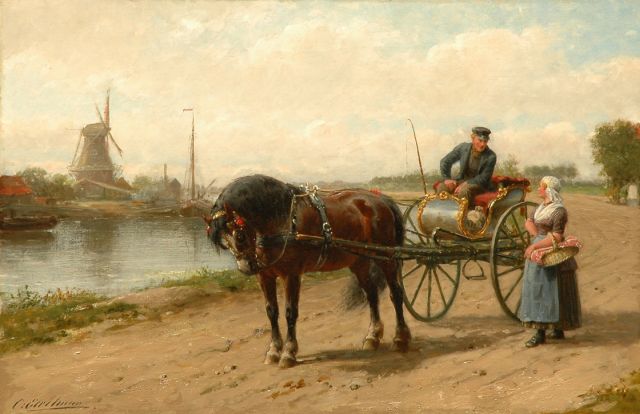 Otto Eerelman | Romantische ontmoeting, olieverf op doek, 45,8 x 70,3 cm, gesigneerd l.o.