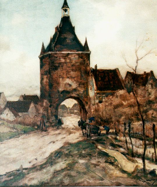 Ype Wenning | De stadspoort, olieverf op doek, 60,0 x 50,0 cm, gesigneerd r.o.