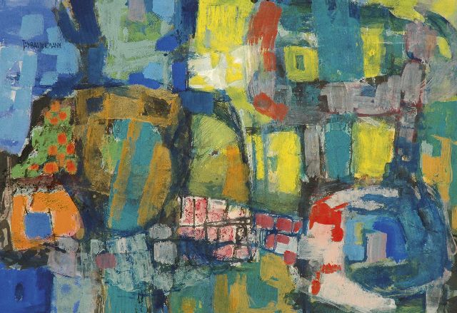Jan Battermann | Binnenhuis, gouache op karton, 69,0 x 99,0 cm, gesigneerd l.b.