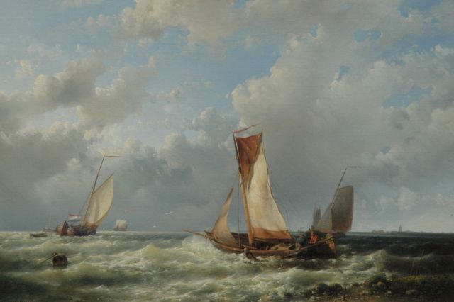 Abraham Hulk | Uitvaren bij opkomende storm, olieverf op doek, 44,6 x 66,2 cm, gesigneerd l.o.