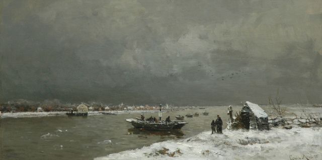 Louis Apol | Aan de rivier, olieverf op doek, 52,2 x 101,0 cm, gesigneerd r.o. en gedateerd '75