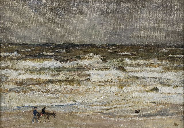 Harm Kamerlingh Onnes | Ezeltje rijden op het strand, olieverf op doek op board, 38,1 x 54,4 cm, gesigneerd l.o. met monogram en gedateerd '41