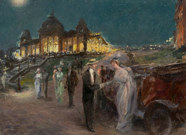Alexandre de Andreis | Aankomst bij het casino van Vittel, olieverf op board, 23,9 x 33,0 cm, te dateren ca. 1905