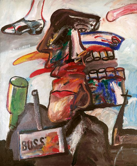 Anton Martineau | Compositie met gezichten, olieverf op doek, 160,3 x 130,5 cm, gesigneerd r.o.