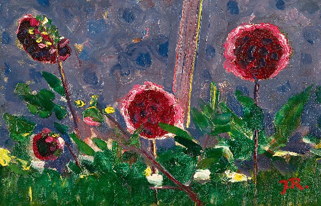 John Rädecker | Stilleven met ranonkels, olieverf op paneel, 19,3 x 29,6 cm, gesigneerd r.o. met initialen en te dateren ca. 1912