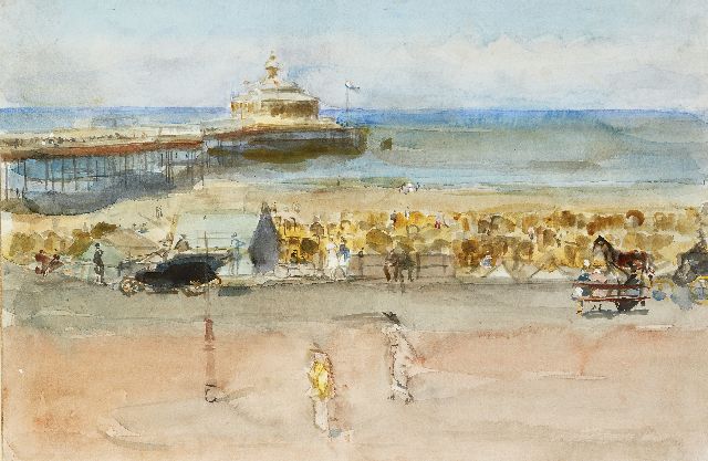 Isaac Israels | Een zonnige dag op de boulevard van Scheveningen, aquarel en gouache op papier op board, 33,7 x 50,6 cm, te dateren 1915-1919