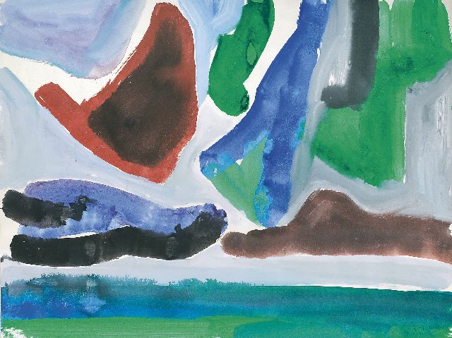 Gerrit Benner | Landschap, aquarel op papier, 49,7 x 64,7 cm, gesigneerd r.o. en te dateren 1970