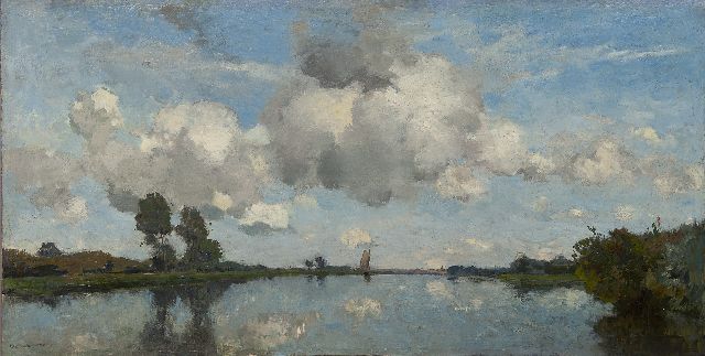 Willem Wenckebach | De rivier De Linge bij Leerdam, olieverf op doek, 60,7 x 120,5 cm, gesigneerd l.o. (met rest.)
