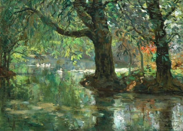 Barend Brouwer | De vijver van Huize Dorrepaal, Voorburg, olieverf op doek, 53,2 x 73,4 cm, gesigneerd r.o. en gedateerd 1932