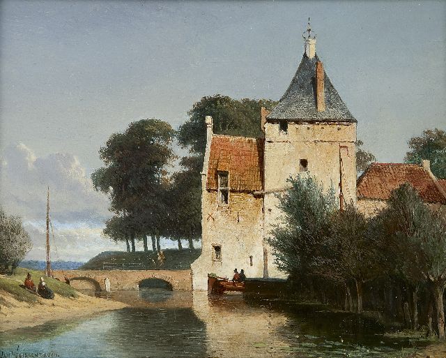 Jan Weissenbruch | Gezicht op de Zandpoort te Culemborg, bij zomer, olieverf op paneel, 24,3 x 31,5 cm, gesigneerd l.o.