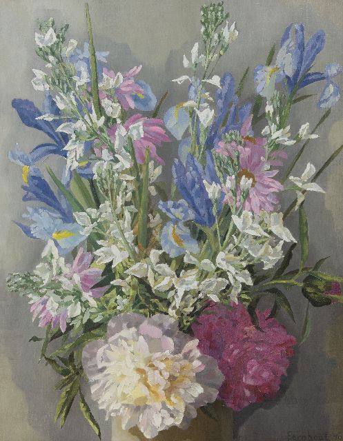 Edgar Fernhout | Bloemen, olieverf op paneel, 40,8 x 31,7 cm, gesigneerd r.o. en gedateerd '46