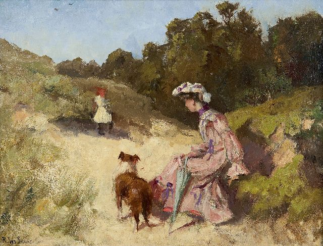 Robert Ives Browne | Zomermiddag in de duinen, olieverf op doek op board, 34,2 x 46,0 cm, gesigneerd l.o.